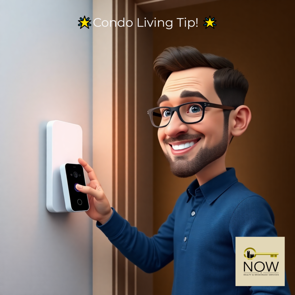 A man installing a doorbell in his condo unit