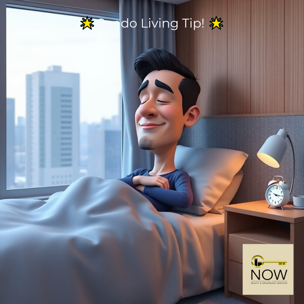 man having alarm clock next to him in his condo unit.