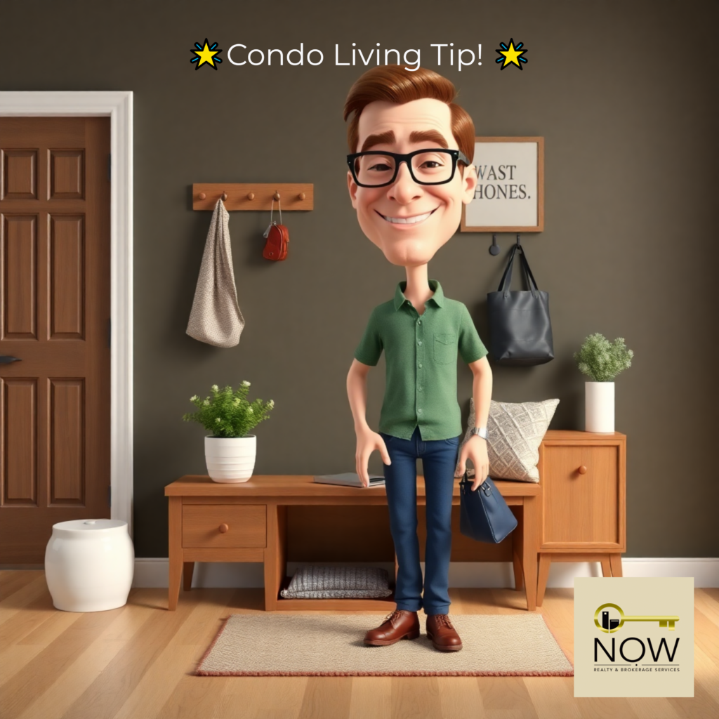 Man standing in entryway and enjoying condo living