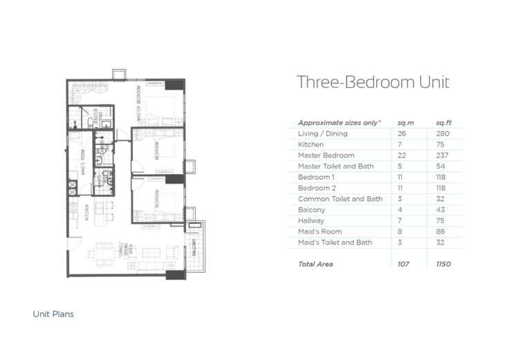 Tower 5 Cerule at Solinea by ALVEO (Three-Bedroom) unit plan